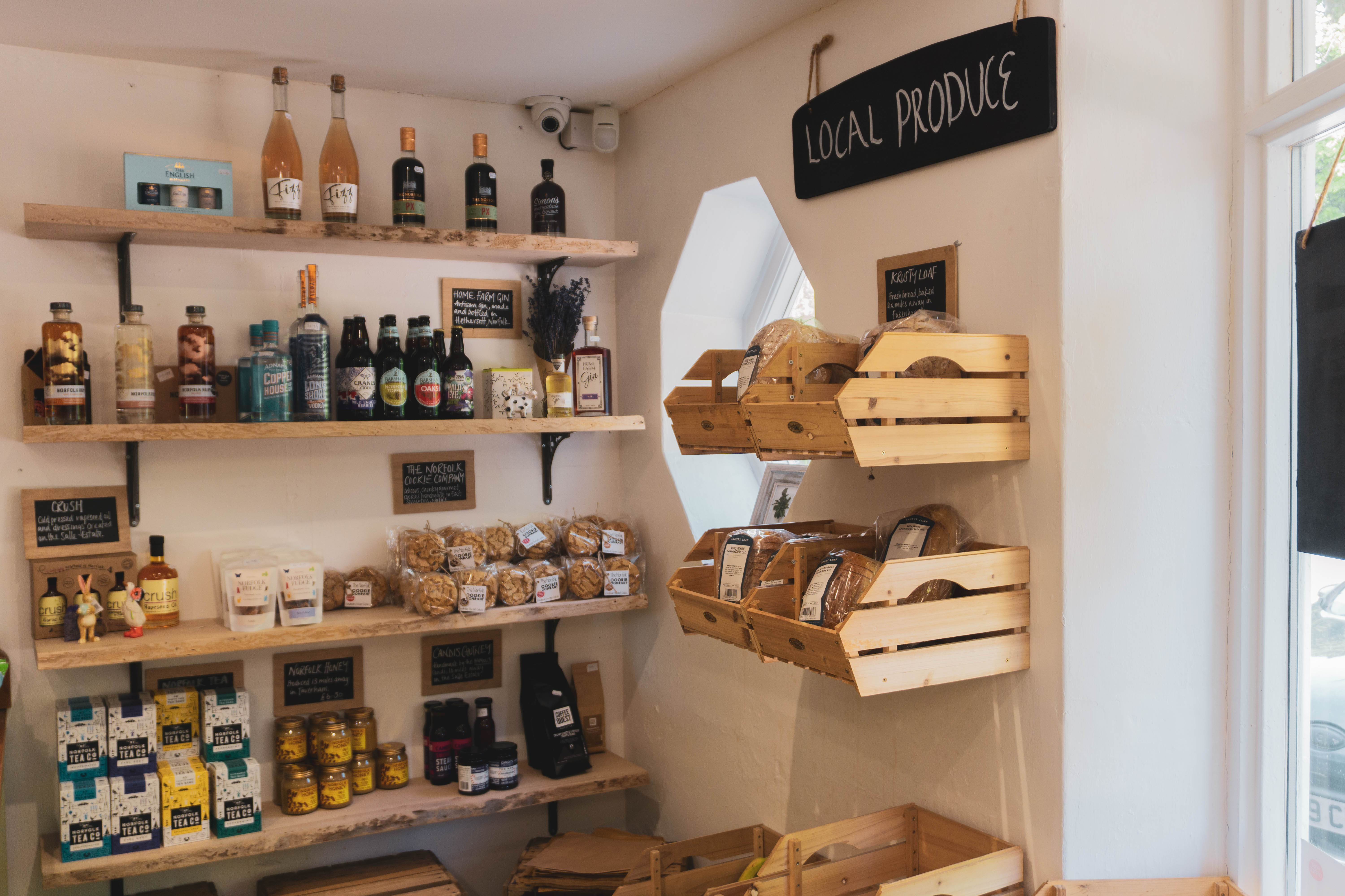 Store shelves with local products